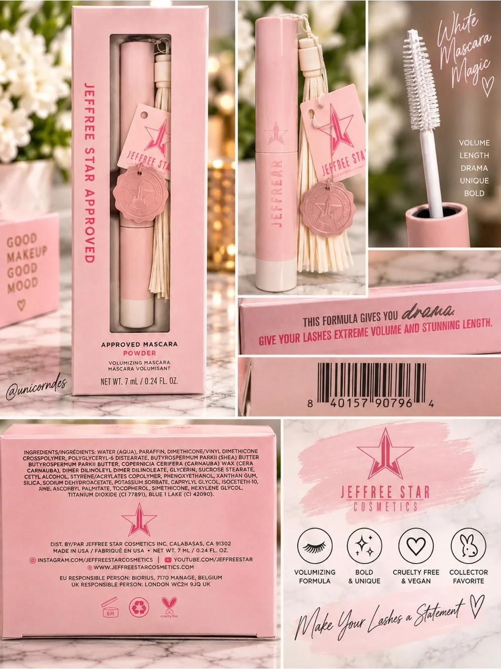 Jeffree Star Approved Mascara Powder White Volumizing Mascara Rare HTF
